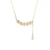Collar Tiqi Real Shot de Plata de Ley S925 con Cadena de Monedas y Borla de Diamantes para Mujer, Cadena para Clavícula de Lujo Ligero de Nicho con Moneda y Zirconia en Forma de Arco