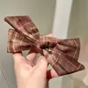 Grampo de Cabelo de Lã Xadrez Clássico Retrô com Laço, Estilo Preguiçoso para a Parte de Trás da Cabeça, Presilha de Cabelo Feminina que Rejuvenesce