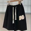 Pantalones deportivos de baloncesto estilo americano retro con diseño de cachorro, para hombre y mujer, holgados, de verano, de marca de moda, con cordón, informales.