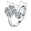 Anillo de Trébol de Cuatro Hojas Estilo Coreano Yihua Chapado en Plata Mismo Estilo que Celebridad de Internet Moda Microincrustación Moda Anillo Abierto de Trébol de Cuatro Hojas