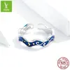 Pingente Prata Original Van Gogh Noite Estrelada Anel de Prata 925 Aberto Feminino Moda Cruzamento Banho de Ouro Anel DIY Europeu e Americano