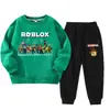 Ropa Roblox Sudadera para Niños Traje de Primavera y Otoño Niños Dibujos Animados Top Holgado Pantalón Deportivo Conjunto de Dos Piezas