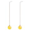 Aretes Perla Azul Aretes Largos Perla Roja Plata 925 Amarillo Aceite de Pollo Aretes de Cera de Abeja Vieja Aretes de Ámbar Segunda Generación