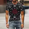 2021 Europeu e Americano ExporT Transfronteiriço Novo Roupas Masculinas Verão Juventude Esportes Slim Estampado Tamanho Grande Camiseta Popular Uma Peça