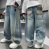 Jeans Holgados Rectos de Otoño para Niños, Pantalones Nuevos de Patchwork Primavera-Otoño 2026 para Niños Mayores, Pantalones Infantiles de Moda al por Mayor Transfronterizo