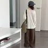 Pantalones casuales para niñas de otoño e invierno 2026 nueva moda estilo coreano sueltos de pierna ancha largos para niñas, estilo transfronterizo moderno