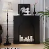 Gabinete Decorativo de Chimenea Estilo Francés Negro con Sensor de Luz Fondo para Transmisiones en Vivo B&B Gabinete de Entrada Estante de Almacenamiento para Pasillo
