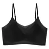 Regata Feminina Ultrafina Sem Costura com Bojo Fixo e Sem Aro, Top de Beleza para Complemento, Sutiã Sem Alças Ajustável Anti-deslizante para Meninas