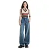 Jeans de pierna ancha holgados de forro polar grueso transfronterizos para mujer, pantalones rectos estrechos de cintura alta forrados de forro polar de invierno para cuerpo tipo pera
