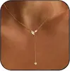 Collar Europeo y Americano Transfronterizo en Forma de Y con Colgante de Zircón en Forma de Gota de Agua Chapado en Cobre de 14K, Diseño de Cadena Larga, Collar con Cierre Transfronterizo con un Toque de Alta Gama