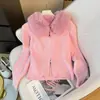 Abrigo Suéter de Rayas Verticales con Cuello de Piel Estilo Retro Americano para Mujer, Nuevo Cardigan de Punto con Doble Cremallera Estilo Perezoso Otoño e Invierno
