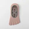 Calcetines de Yoga para Mujer Algodón Color Sólido Silicona Antideslizantes Calcetines de Pilates Absorbentes de Sudor Transpirables Desodorantes Invisibles Tipo Calcetín Bajo Calcetines de Cinco Dedos