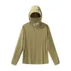 Ropa de Protección Solar de Seda de Hielo con Visera Negra de Goma de Cobertura Total M-XL para Hombres y Mujeres, Estilo Pareja, Cremallera YKK, Parche Físico de Alta Calidad