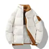 Nuevo abrigo de algodón para hombre de invierno, engrosado, cálido, holgado, talla grande, color liso, moderno, versátil, casual, chaqueta acolchada con cuello alto