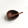 Tigela de Iogurte Aveia de Coco Tigela de Madeira Tigela de Casca de Coco Salada Aveia Sobremesa Frutas Utensílios de Mesa para Café da Manhã com Colher Tigela de Madeira