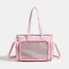 Bolsa Transparente Tipo Insignia Estilo Japonés para Convenciones de Anime, Bolsa para Muñecas de Uso Diario, Bolso de Hombro para Estudiantes Mujeres, Bolsa Tote para el Trabajo, Bolso Cruzado