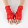 Verano damas cortos encaje medio dedo encaje guantes de protección solar dedo abierto etiqueta boda decoración guantes fabricantes mayoreo