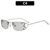 Estilo Hot Girl Y2K Gafas de Sol Metálicas Sin Marco Versátiles Moda Europea y Americana Estilo Callejero Protección Solar para Vacaciones Gafas de Sol Transfronterizas para Mujer