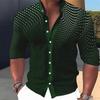 2023 Transfronterizo Hombres Mareado Multicolor 3D Impresión Digital Color de Contraste Cuello Redondo Camisa Larga Hombres Europeos y Americanos