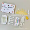 Conjunto de Garfo Faca Prato para Bolo Caixa de Presente Cinco em Um Sobremesa Louça Descartável Combinação Conjunto de Louça para Bolo de Aniversário
