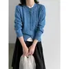 Suéter Cardigan Luxi de Tricô com Ponto Arroz para Mulheres, Novo Outono 2026 Gola Redonda Estilo Coreano Versátil para o Dia a Dia ss1064