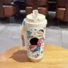 Copo de Café com Canudo para Escritório, Leite com Chá, Grande Capacidade, Dupla Bebida, para Estudantes Homens e Mulheres, Porta-Copo para Carro