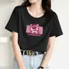 Camiseta de Verano para Mujer de Bajo Costo para Exportación, Camiseta Básica Casual de Manga Corta Holgada, Top Versátil Estampado de Talla Grande con Media Manga