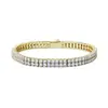 Pulsera de estilo hip-hop europeo y americano de 6 MM con doble fila de circonitas totalmente incrustadas para mujer, cierre de resorte chapado en oro, collar de cadena de tenis personalizado