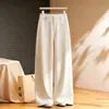 Pantalones de lana color café de pierna ancha para mujer, estilo grueso de invierno, pantalones casuales de pierna recta ajustados de cintura alta a la moda, nuevo estilo 2026