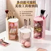 Tubo de Armazenamento de Maquiagem à Prova de Poeira Caixa de Armazenamento para Pincéis de Maquiagem e Beauty Blender Caixote de Armazenamento Compartimentado para Batom, Algodão e Desktop