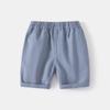 2023 Nuevos Pantalones Casuales de Cinco Puntos Color Caqui con Bolsillo Grande Monocromáticos Hebilla Falsa Cinturón Elástico Pantalones Cortos Deportivos para Niños