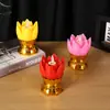Lâmpada Digital Lótus com Base Dourada, Adorno de Cabelo, Lâmpada Eterna para Adoração e Oração, Lâmpada de Oferenda a Buda, Lâmpada de Vela Simulada Oscilante