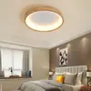 Lámpara de Techo LED de Madera Maciza Nórdica Transfronteriza, Luminaria Redonda Minimalista Creativa Estilo Japonés para Dormitorio Sala de Estudio Ultradelgada