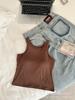 Top Regata Liso Colorido Simples Transfronteiriço Slim Fit com Bojo Fixo para Uso Interno ou Camada Externa Top Feminino