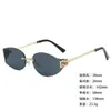 Gafas de Sol Metálicas Sin Marco para Mujer, Letras m Personalizadas Europeas y Americanas, Moda Trendy de Celebridades de Internet, Gafas de Sol para Fotografía Callejera y Pasarela