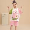 Pijama de Algodón Puro para Niñas, Verano para Niños, Delgado, Manga Corta, Conjunto de Dos Piezas para Bebé, Niñas Grandes, Ropa de Casa para Padres e Hijos