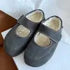 En StockVelcro Suela Gruesa Birkenstock Zapatos de Piel para Mujer Ropa de Abrigo Otoño/Invierno Terciopelo Plus Tacón Oculto Punta Redonda Zapatos Mary Jane