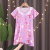 Camisón infantil, pijama de verano para niñas, de manga corta, con falda fina de encaje, ropa de casa para niñas de dibujos animados de talla mediana y grande.