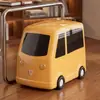 Papelera Estilo Autobús Vintage para Uso Doméstico, con Ruedas, Móvil, Diseño de Ranura Estrecha, Adecuada para Sala de Estar, Dormitorio, Habitación Infantil, Contenedor de Almacenamiento de Papelera Tipo Prensa