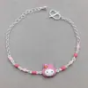Pulseira Transfronteiriça de Prata Esterlina S925, Nova Pulseira Original de Coelho Fofo para Menina com Resina, Venda Direta da Fábrica