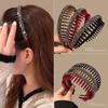 Diadema con Clip de Diamantes Completos Flockeado Pasador de Presión Corea del Sur Pasador para el Cabello de Adulto Diadema para Lavarse el Cabello y la Cara Terciopelo Rojo Cibernético Mechones Sueltos