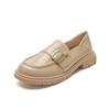 Mocasines de invierno forrados de vellón Zapatos de una sola capa Zapatos de cuero estilo británico Primavera y otoño 2024 Casual Nuevo Retro para mujer Suela suave cómoda