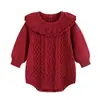 Mameluco para Niña 100% Forro Polar Cuello Volante Grueso Tejido En Stock Otoño e Invierno Calentito para Gateo Ropa para Niños de Exterior