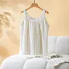 Roupa de casa feminina de crepe de algodão puro com estampa distribuída, manga curta e calça comprida para primavera e verão, pijama casual solto e confortável para casa