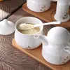 Pote de Cerâmica Resistente a Altas Temperaturas para Pimenta, Pote de Vinagre, Porta-Palitos, Conjunto de Porta-Hashis, Pote de Sal, Pote de Glutamato Monossódico, Pote de Molho de Soja, Pote de Óleo de Gergelim
