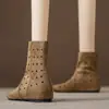 Botas Western Martin Huecas Retro para Mujer, Nuevo Estilo Verano 2026, Sandalias Planas Perforadas, Botines Cortos Delgados Transpirables de Moda para Mujer