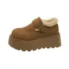 Sapatos Loafers de Venda Quente Sapatos de Algodão para Neve 2026 Novo Estilo Inverno Sola Grossa Aumento de Altura Botas de Neve Femininas com Veludo Espesso Sapatos Birkenstock