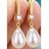 Directo de fábrica moda europea y americana pendientes de metal y perla pendientes largos flor rhinestone cruz pendientes transfronterizos pendientes mujer