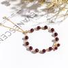 [Sonho de Borboleta] Pulseira de Granada Vermelha Vinho Batu Feminina Cobre Banhado a Ouro Nicho Estilo Coreano Pulseira Pulseira de Granada