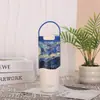 Nueva Serie de Pintura al Óleo 316 Taza de Cerámica con Tapa Ice Buster Gran Capacidad con Compartimento para Té Taza Termo Portátil para Coche con Popote